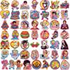 Retro Pop Illustration Set of PVC Waterproof American Showa Retro Characters Stickers, 50, Stickers, Boy/Girl, Children's,