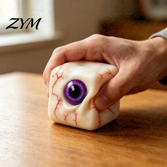 Unique Board Game Dice Accessories Halloween Ghost Squeeze Cube, Glitter Slow Rising Fidget Toy, Rebound Pinch Toys Soft Decompression Sensory Toy for