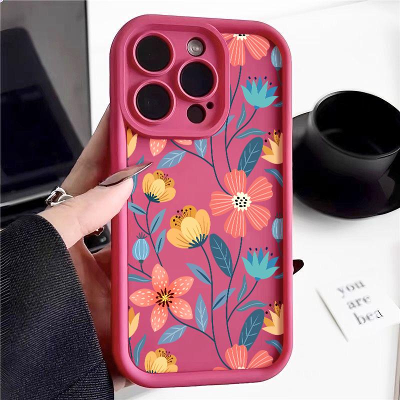 Colorful Flowers Silicone Case For iPhone 17 16e 15 16 Pro Max 14 13 12 11 Pro Max 17e Shockproof Bumper Soft TPU Phone Cover