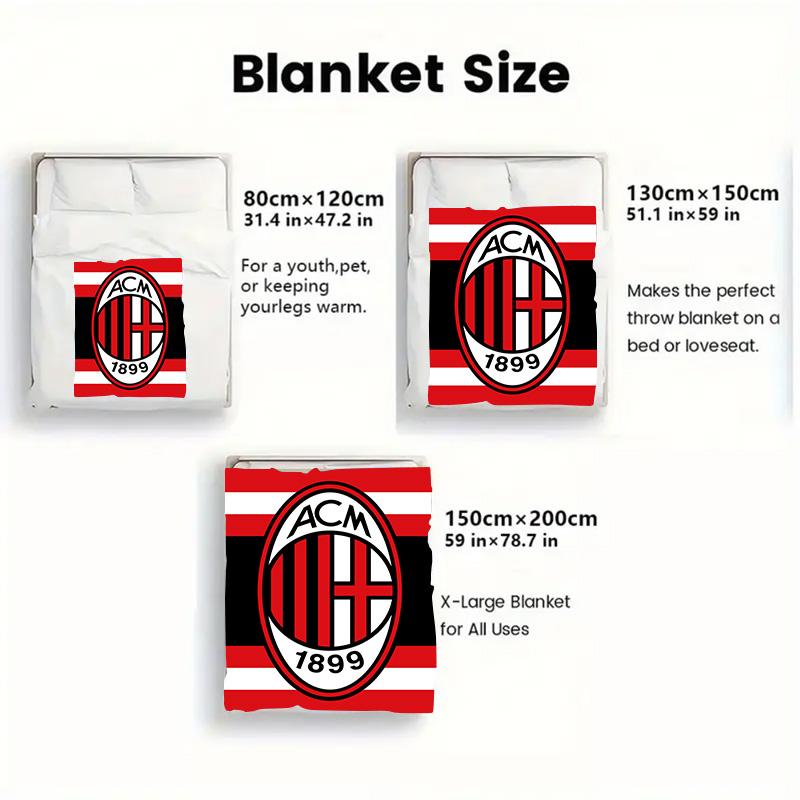 AC Milan 2D Flat Pattern Flannel Blanket High quality All Seasons Warmth and Comfort Perfect for Christmas Gifts.