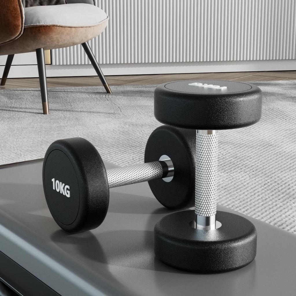 50kg Pair Rubber Coated Solid Steel Dumbbell Set for Men's & Women's Home & Commercial Gym Use