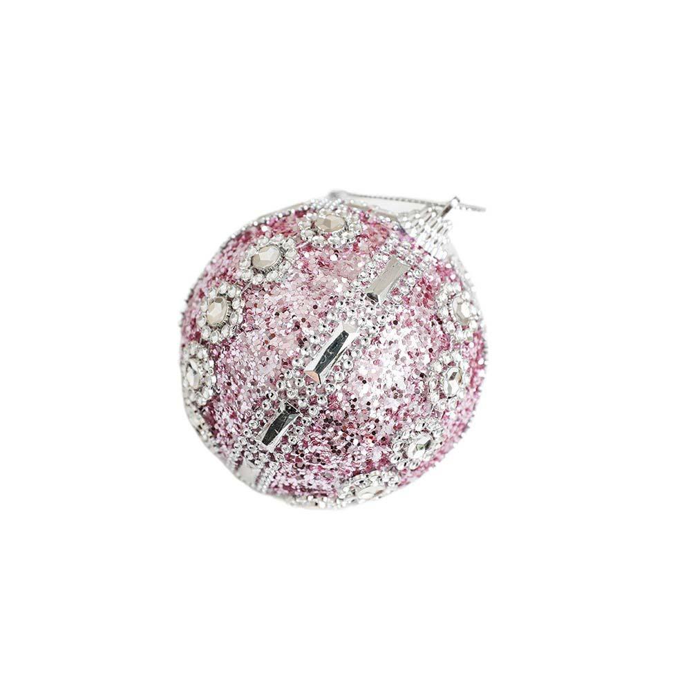 Sequined Pink Christmas Balls 8cm Xmas Tree Pendant Christmas Tree Hanging Ornament  Living Room