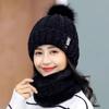 Fashon Winter Knitted Scarf Hat Set Thick Warm Skullies Beanies Hats for Women Solid Outdoor Snow Riding Ski Bonnet Caps Girl