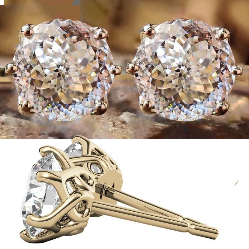 100% S925 silvery Portuguese cut D moissanite screw back 6 prong stud earring for women golden plated yellow golden plated GRA