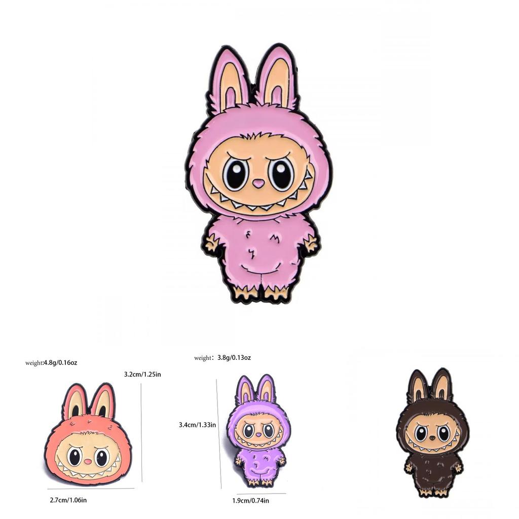 Мультяшная брошь Лабубу, металлическая булавка для одежды и сумок, идеальный подарок для поклонников аниме