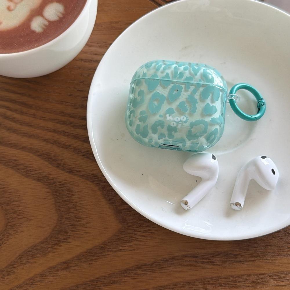 Подходит для Apple AirPods 1 / 1-го поколения простой прозрачный зеленый леопардовый принт чехол для наушников PRO1 персонализированный защитный чехол PRO1 защита от падения
