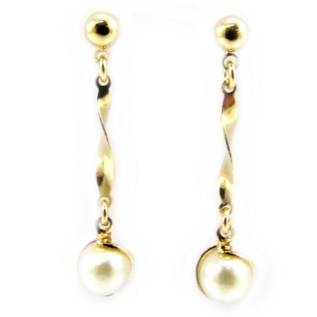 Les Trésors De Lily [L4281] - Gold Plated 'Perla' Earrings - 33x6 Mm
