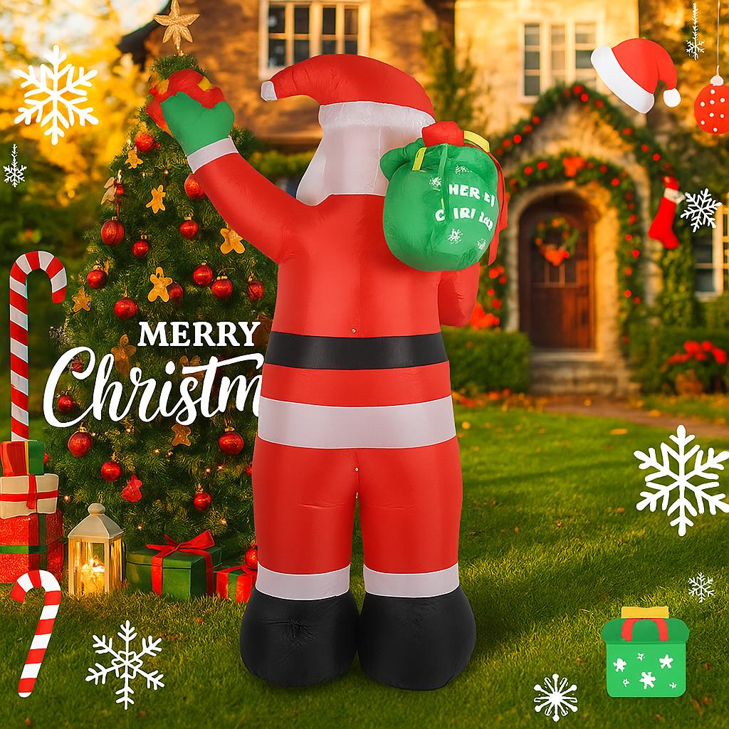 7.87FT Inflatable Toy Santa Claus Gift Bag Xmas Yard Lawn Party Decoration with LED Light Christmas Home Supplies Ornaments Gift