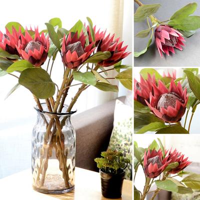 1шт King Protea Искусственный цветок Поддельные растения DIY Свадебный букет Декор для вечеринки