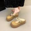 Толстоподошвенные однопедальные жемчужные французские Мэри Джейн с сумкой-головой, полушлепанцы женские весенне-летние для улицы, новые крутые шлепанцы 2025