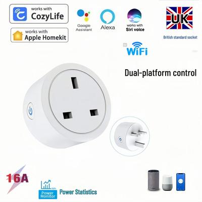 Умная WiFi-розетка для Великобритании: HomeKit, Мониторинг энергопотребления, Удаленное управление, Таймер, Совместимость с Alexa
