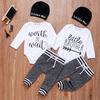 Newborn Infant Kid Baby Boy Girl Autumn Long Sleeve Tops Romper Jumpsuit Long Pants Hat Baby Clothes Outfits 3Pcs Set