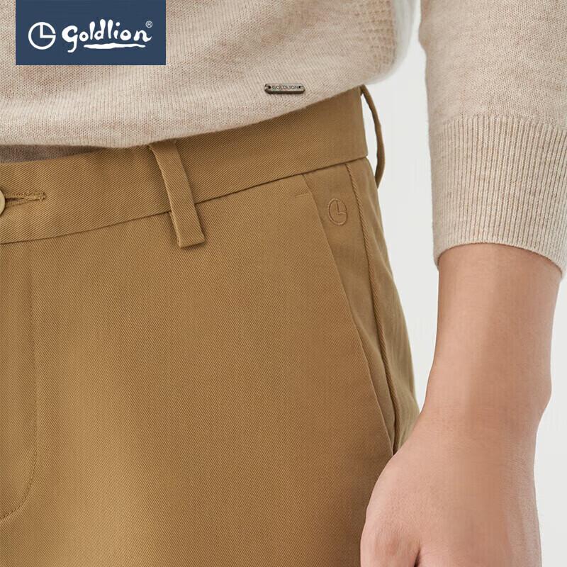 Goldlion [High Elasticity] Men's Comfortable Straight-Leg Stretch Business Versatile Casual Trousers, Khaki-69, Size 33