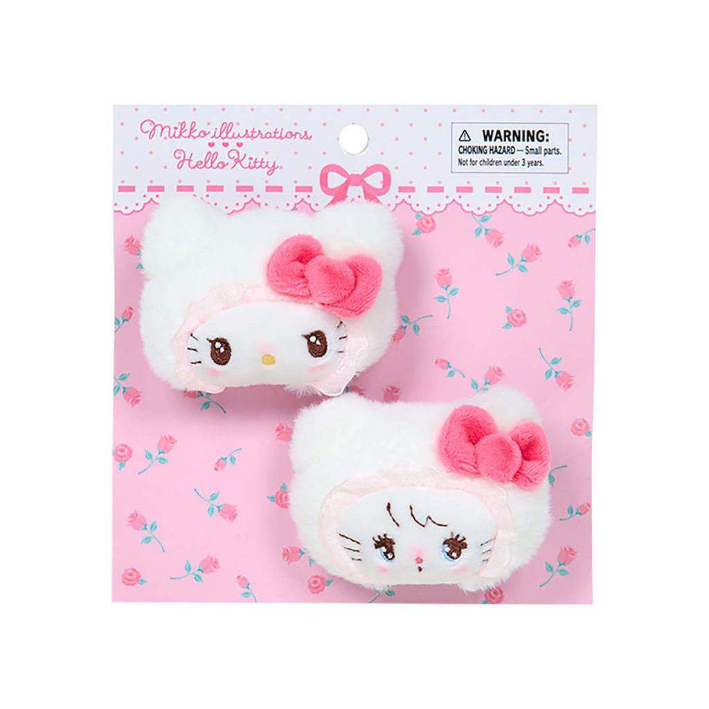 Sanrio Mikko Illustrations Hair Clip Set Hello Kitty and Suitable for ages 3 and up Item 220019 - (Right-facing Left-facing Set) - - No.