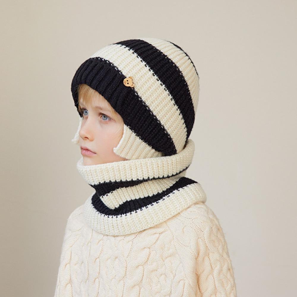 2pcs Neck Warmer Children Hat Scarf Set Fleece Lining Children Winter Hat Scarf  for Winter