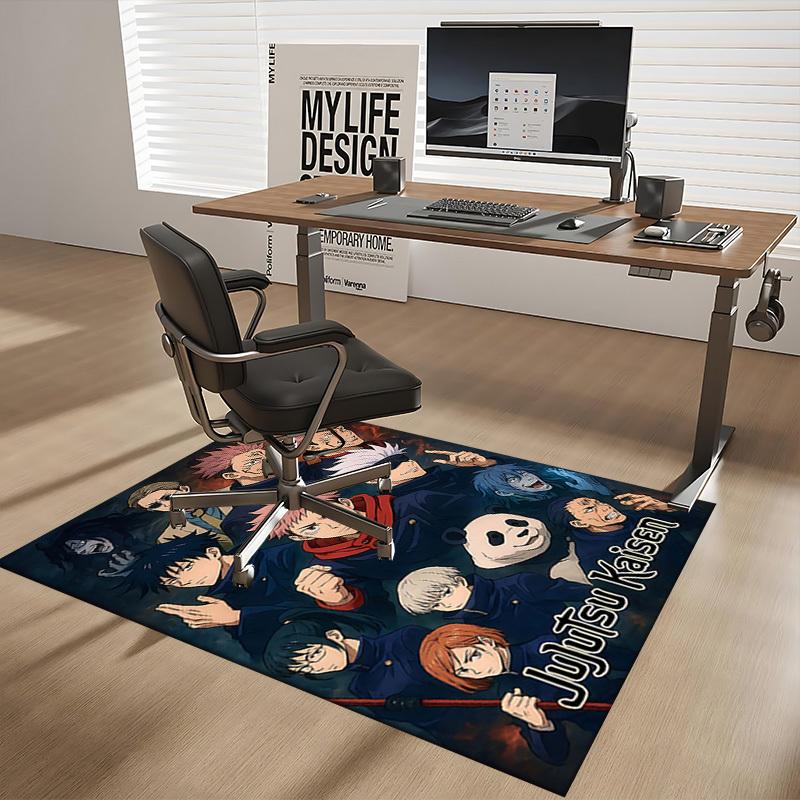 1pc JuJutsu Kaisen Anime Chair Mat - Office Desk Carpet with Panda Design, Non-Slip Floor Protector for Home Decor, Gaming Room Accessories, Seasonal