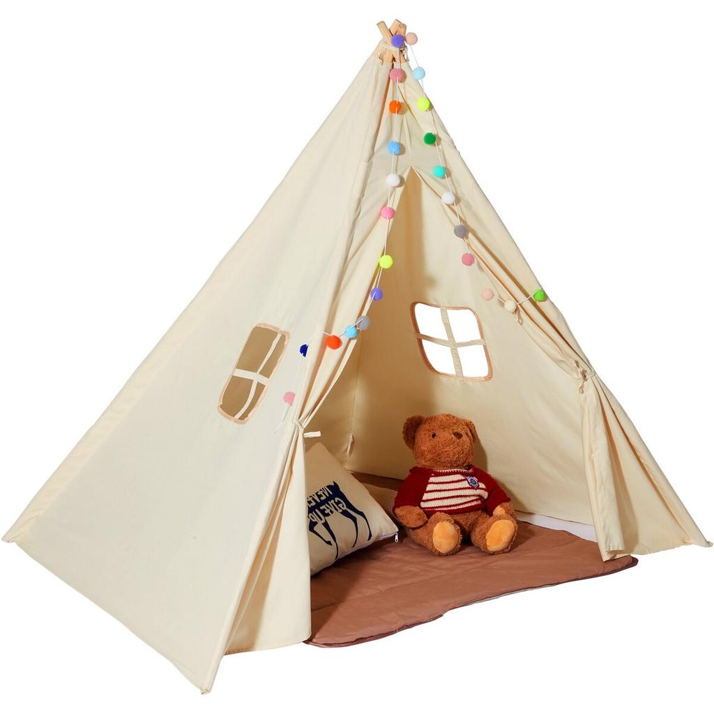Kids Play Tent Teepee Tent for 1-5 Years Old Toddler Tent with Mat Balls