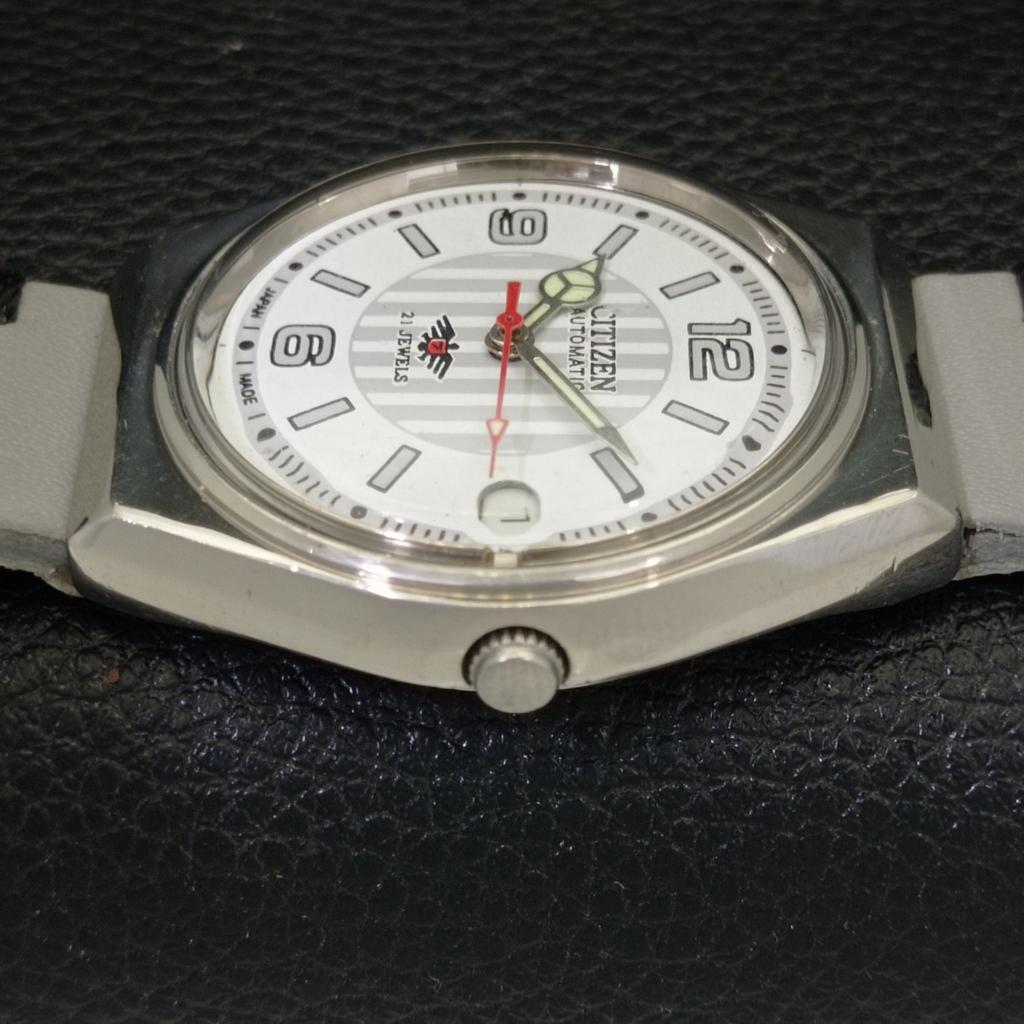 USED CITIZEN AUTOMATIC 8200 JAPAN MENS DATE WHITE COLOR DIAL WATCH A432805-2 R113-a432805