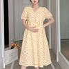 Maternity Clothing Summer Medium and Long Buckle Can Breastfeed Floral Go Out Thin Dress