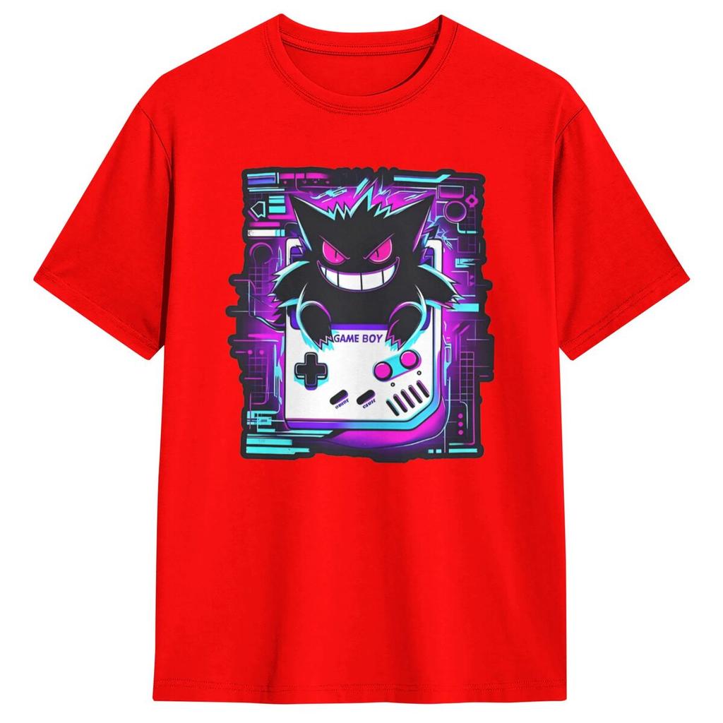 Vintage T Shirt Retro Spooky Pokemon Gengar Cotton T-Shirts Trendy Cool Tee Shirt for Male Y2K Casual Short Sleeve Top Tees