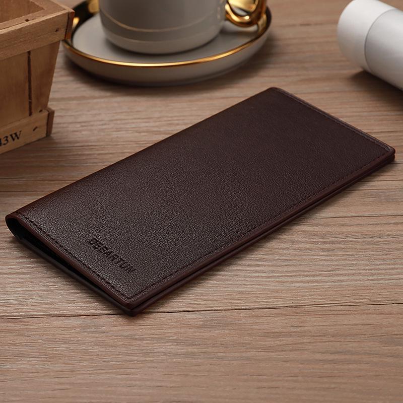 Ультратонкий мужской кошелек из мягкой кожи — однотонный, с несколькими отделениями для карт, легкий, модный, простой дизайн.