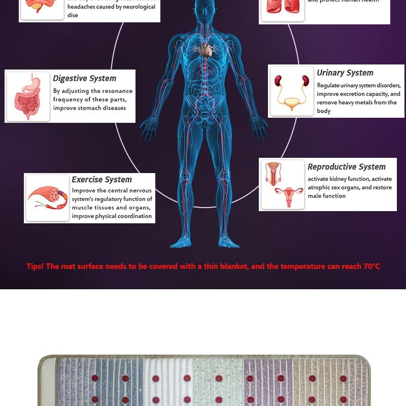 150×50 см инфракрасный магнитный биокристаллический коврик с технологией PEMF - подушка для массажа с фотонами и энергией чакры, грелка