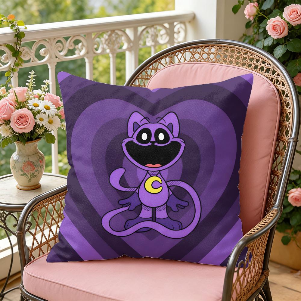 SSmiling CCatnap Heart Cushion Cover Soft Plush Throw Pillow Cover DoubleSided Decorative Case Sofa Bedroom Home Decor