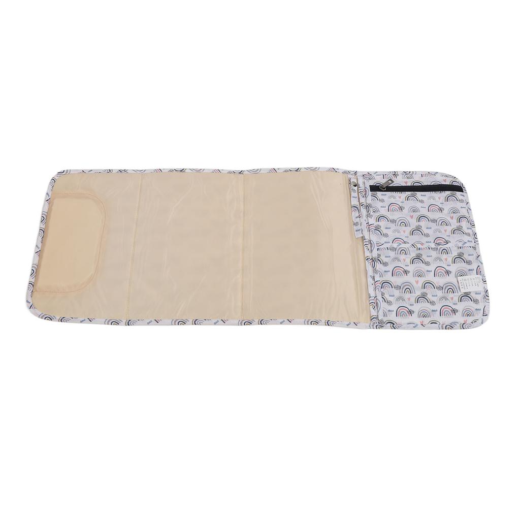 Diaper Changing Pad Rainbow Pattern Waterproof Portable Multifunctional Nylon Baby Changing Mat White
