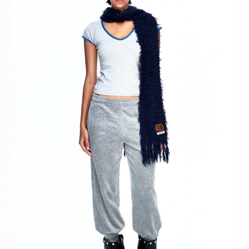 MARGESHERWOOD PUPPY TOUCH FRINGE MUFFLER_navy