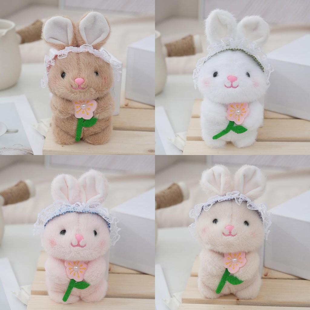 Fluffy Plush Rabbit Keychain Cute Teddy Bear Stuffed Toy Keyring