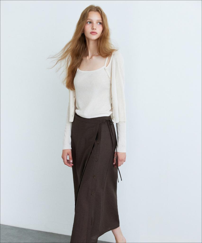 MIXXO [Базовый] Вязаный топ без рукавов в рубчик из льна_Miwkag510T