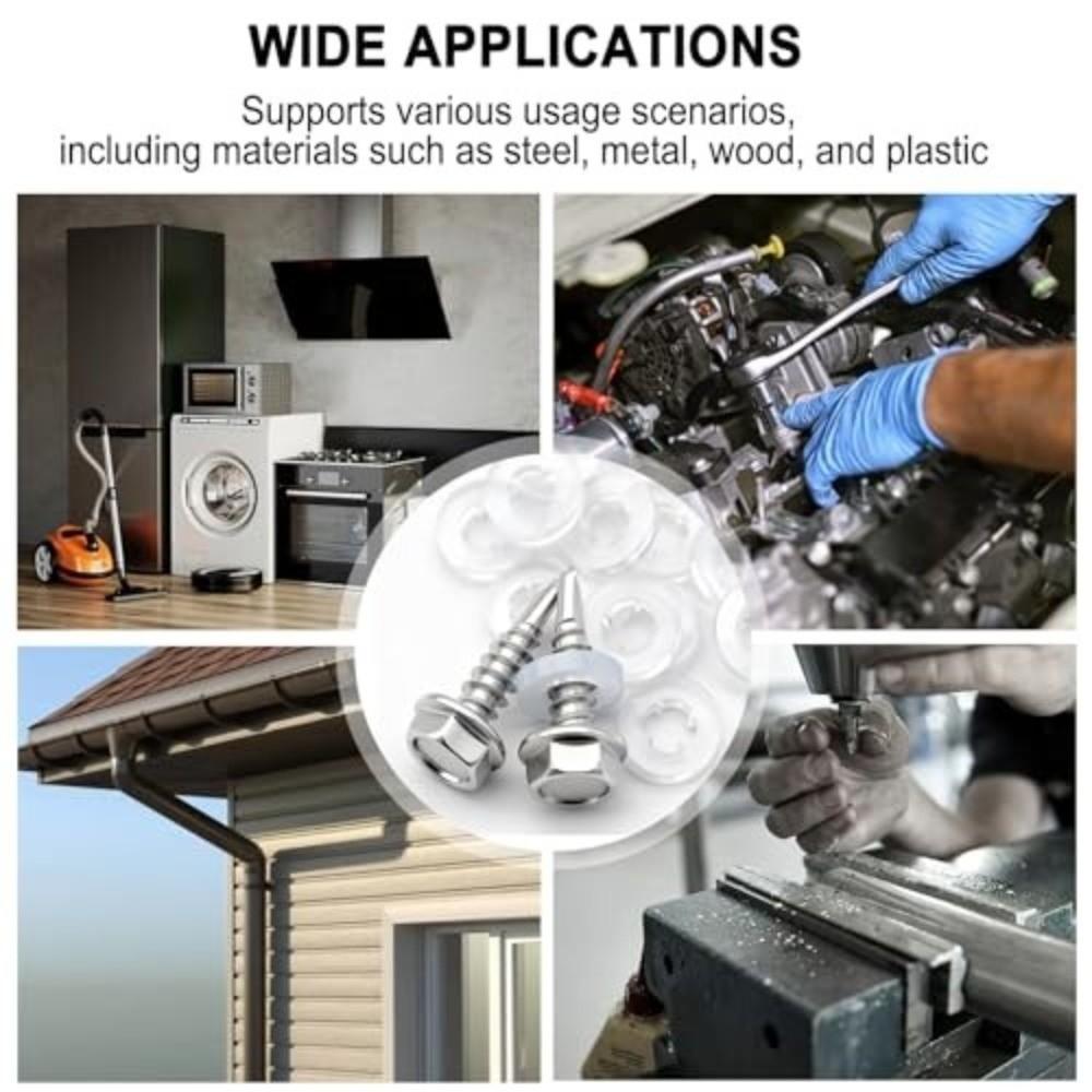 840pcs 410 Stainless Steel Self Tapping Screws Hex Washer Head Flange Hex Bolts For Motorcycle
