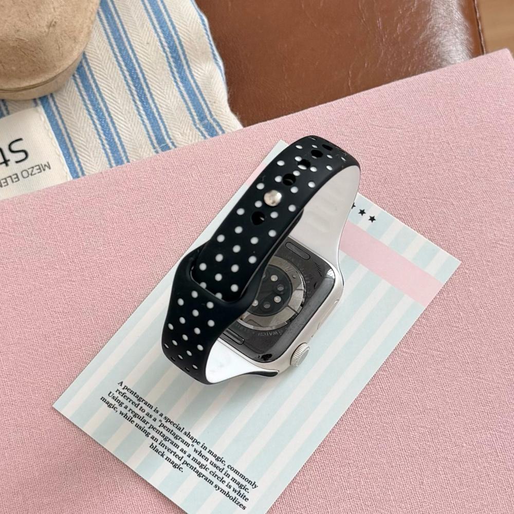 Slim Waist Silicone Band Hollow Two‑Tone Polka‑Dot for Apple Watch Apple Watch Series12 11 10 SE1 2 3/Ultra4 3 2 38/42/45/49mm