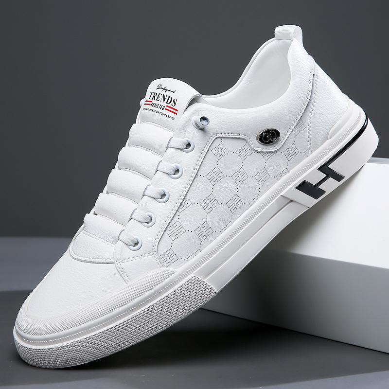 2025 Autumn New Men's Daily Casual Leather Shoes Men's Leather Breathable Versatile White Shoes Heightening Shoes Men 2028