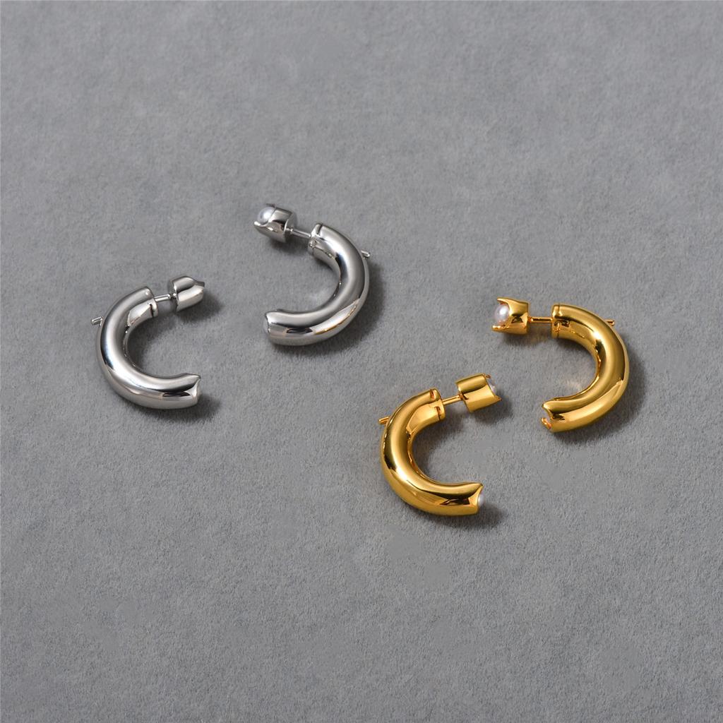 Серьги-пусеты в форме полукруга с жемчугом, нишевый дизайн, простые и универсальные, мгновенно придают милый вид, серьги для стильных девушек, для женщин