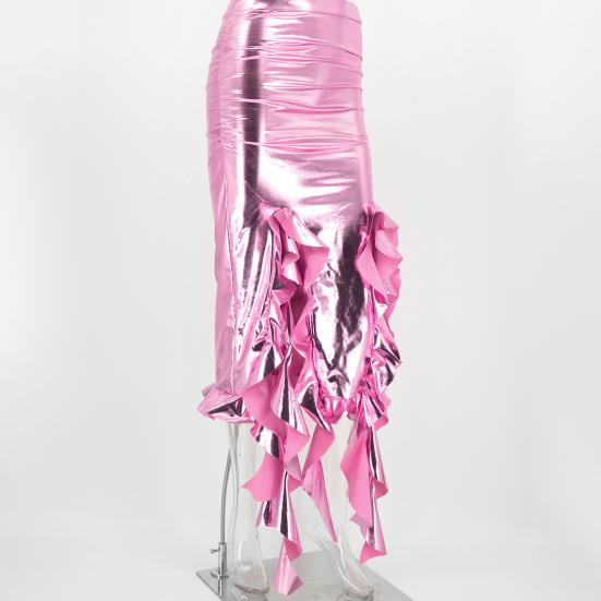 Сексуальная женская юбка с рюшами и высокой талией, длинная макси-юбка с асимметричной отделкой и кисточками, облегающая юбка нерегулярной формы, юбка-рыбий хвост