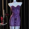 Satin Silk Mesh Nightwear Halter Sleeveless Nightdress Fashion Lace Nightgown  Girl