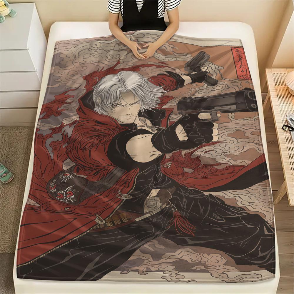 1 шт. Фланелевое одеяло с принтом Devil May Cry, Высококачественное, Для всех сезонов, Декор для дома, Тепло и уют, Идеально для рождественских подарков