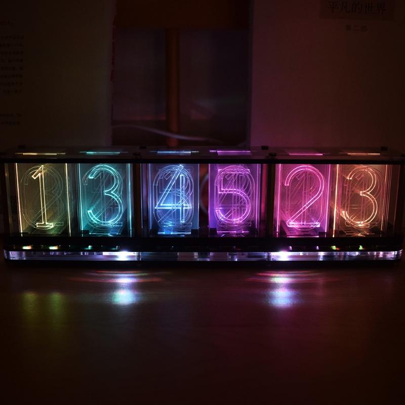 Имитация полноцветного RGB светящегося трубчатого clock LED музыкального спектра DIY наборы Декорация Подарок Ночник Освещение атмосферы
