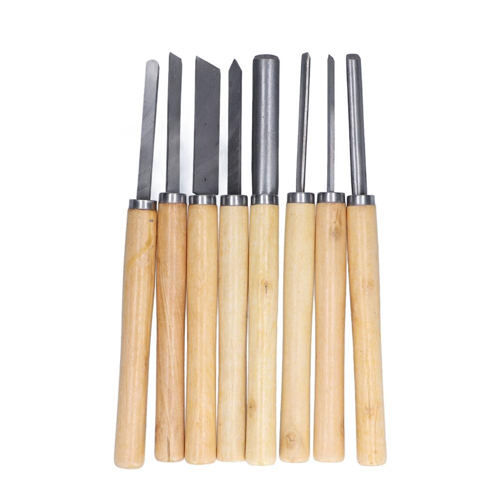 8PCS HSS Steel Wood Carving Tools Groove Parting Lathe Chisel Set Wood Turning Chisels For Hardwood