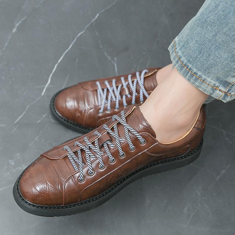 Весенние новые мужские повседневные туфли на шнуровке, кожаные туфли ручной работы, мужские кроссовки на толстой подошве, удобные кожаные туфли-оксфорды для вождения