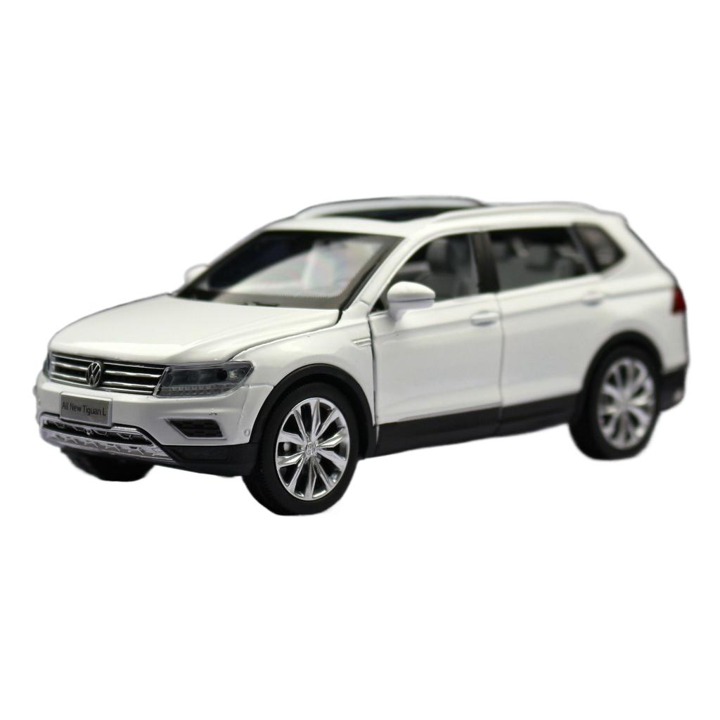 1/32 Volkswagen Tiguan L Внедорожник Модель игрушечной машины Литой сплав Миниатюра Инерционная Звук и свет Коллекция Подарок для детей Мальчиков Ребенка