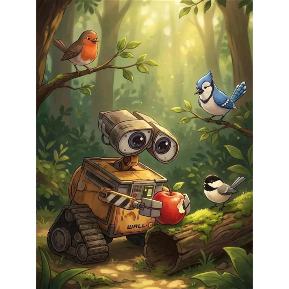 Disney 5D DIY Алмазная живопись, Иллюстрация с роботами, Полный круглый алмазный мозаичный мультфильм, Вышивка, Арт-картина для домашнего декора