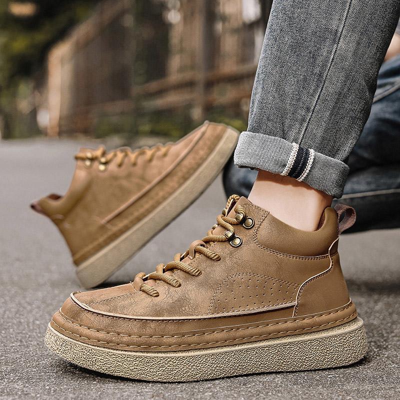 Fashion Hand-stitching Leather Men Boots Comfortable Ankle Boots For Men Casual Leather Shoes