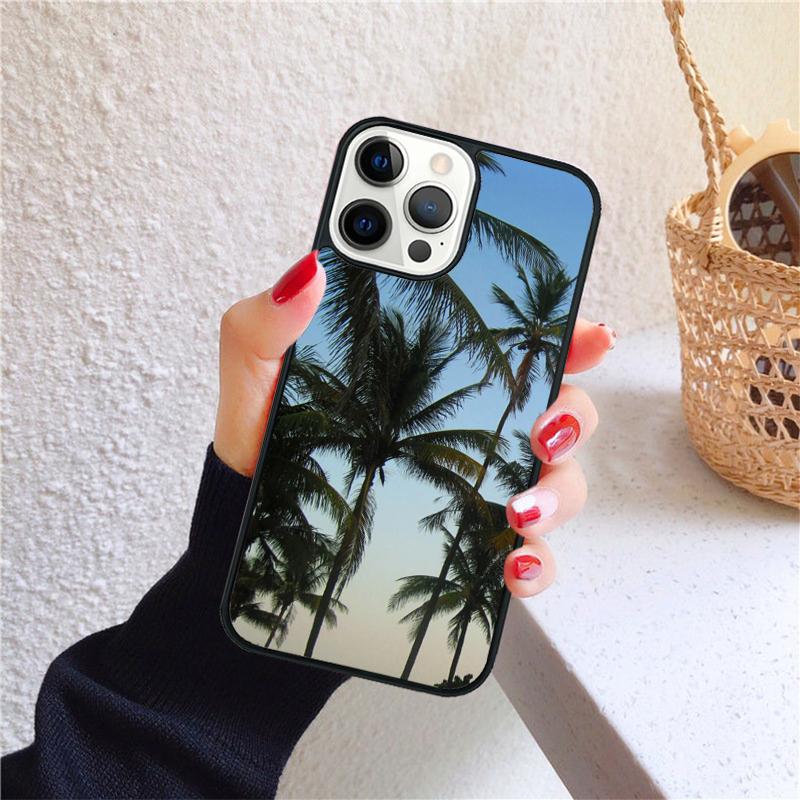 Пальмы небо мягкий Чехол для телефона Cover Для iPhone 17 Air 16 15 14 12 13 Pro Max Plus coque Shell Fundas