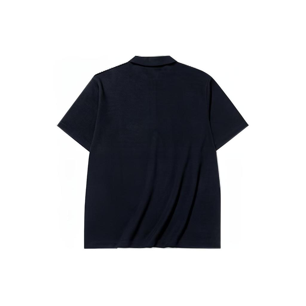 Anta National Flag Series Printed Zipper Short Sleeve Polo Shirt Men Tops Black 152130133-2