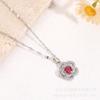 Ruby Necklace Women'S Simple And Versatile Trend Temperament Zircon Flower Pendant Collarbone Chain