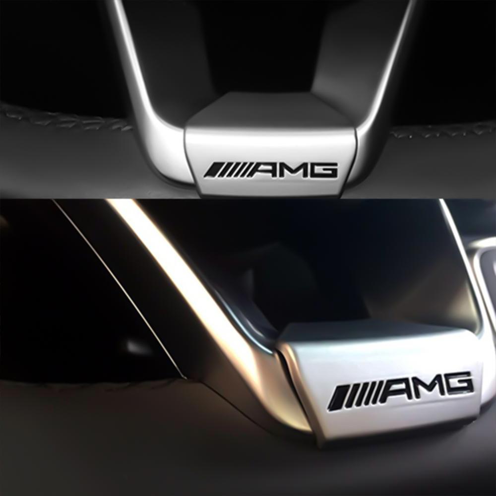 OZQU2 Car Steering Wheel Badge Sticker Auto Interior Accessories For Mercedes Benz AMG A B C E M R G S Class GLA CLA CES CLS SLK GLK