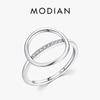 925 Sterling Silver Round Ring For Women Dazzling Clear Zirconia Simple Geometric Design Wedding Gift