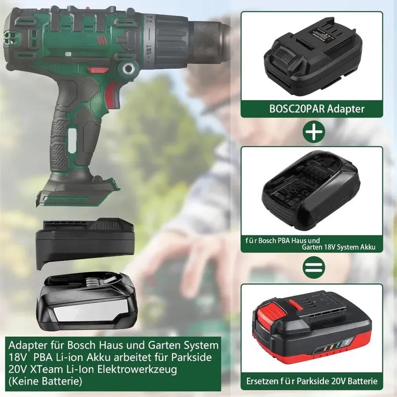 Для работы от аккумулятора Bosch 18V с адаптером для инструмента Parkside, преобразователь аккумулятора Bosch 18V PBA для электроинструмента Parkside 20V